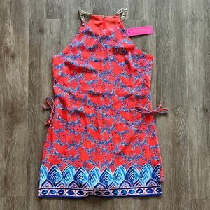 NWT Lilly Pulitzer Coral Picante Heebee Zeebees Pearl Shift Romper Size 8